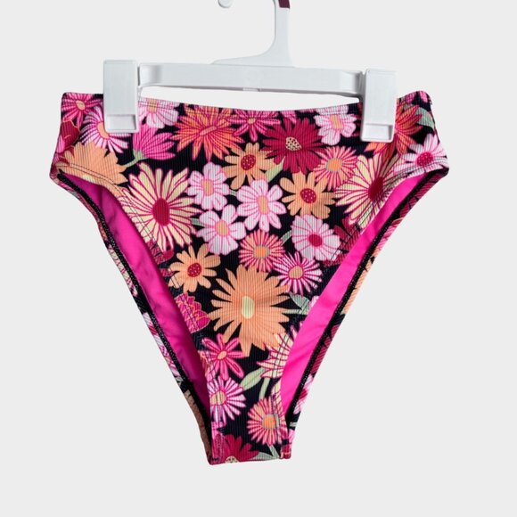 NEW Wild Fable Women's Ribbed Floral Bikini High Waist Bikini Bottom - Picture 9 of 13